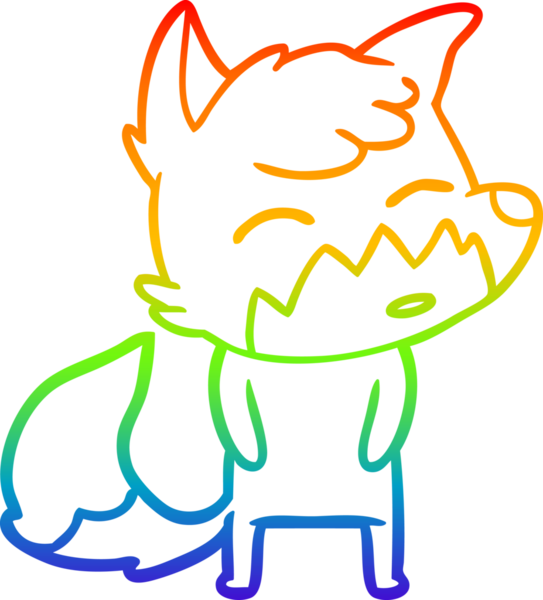 gökkuşağı gradyanı çizimi bir insan tarafından çizilmiş tilki çizgi filmi