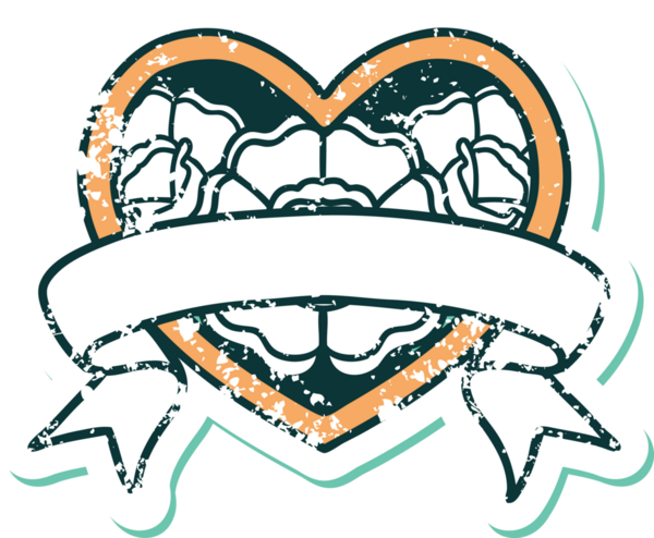 Bir insanın çizdiği çiçekli kalp ve pankartın sembolik dövmeli resmi.