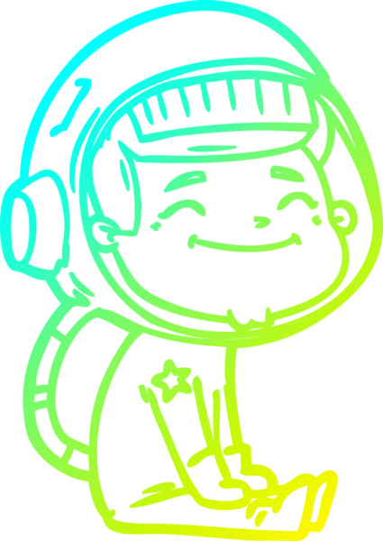 Bir insan tarafından çizilmiş mutlu bir astronotun soğuk gradyan çizimi.