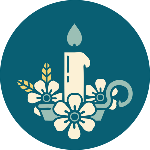 Bir insan tarafından çizilmiş bir mum tutacağının ikonik dövme şekli