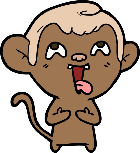 Bir insan tarafından çizilmiş çılgın çizgi film maymunu
