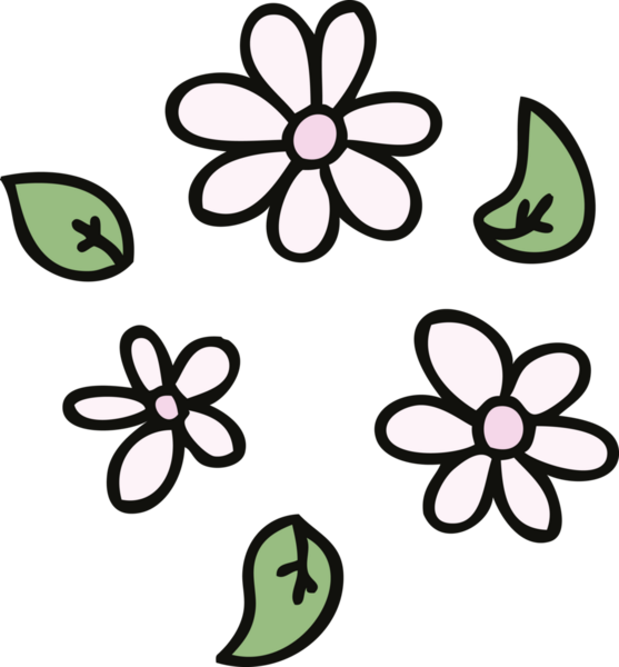 Bir insan tarafından çizilmiş tuhaf karikatür çiçekleri.