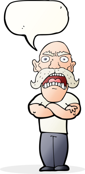 Bir insan tarafından çizilmiş konuşma balonlu kızgın adam çizgi filmi.