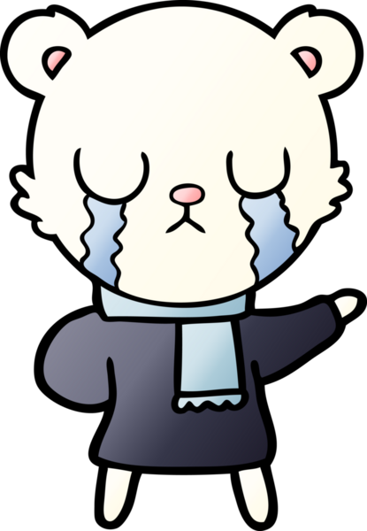 Bir insan tarafından çizilmiş ağlayan kutup ayısı çizgi filmi.