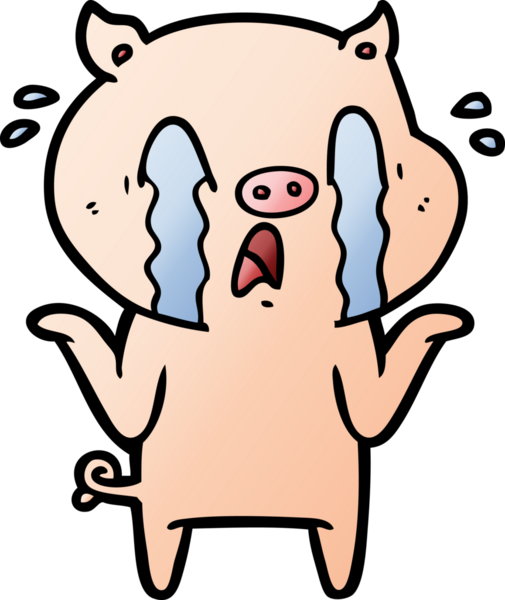 Bir insan tarafından çizilmiş ağlayan domuz çizgi filmi.