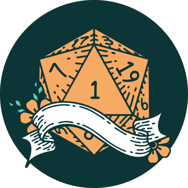 Bir insan tarafından çizilen bir d20 zar atma ikonu