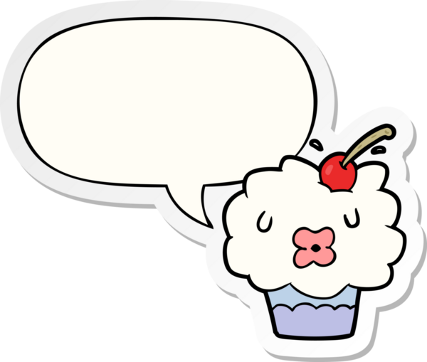 Bir insan tarafından çizilmiş konuşma balonu çıkartmalı komik çizgi film keki.