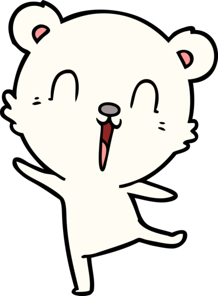 Bir insan tarafından çizilmiş mutlu kutup ayısı çizgi filmi.