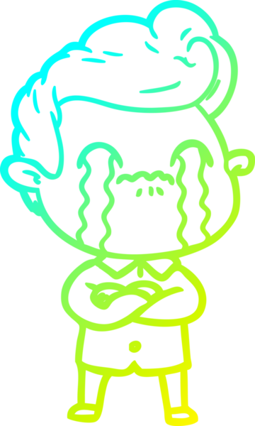 Bir insan tarafından çizilmiş ağlayan bir çizgi film karakteri çizimi.