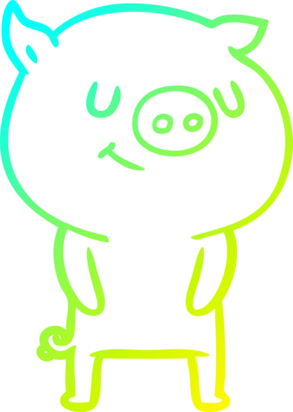 Bir insan tarafından çizilmiş mutlu çizgi film domuzu çizimi.