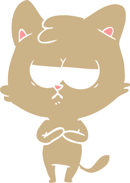 Sıkıcı düz renkli çizgi film kedisi bir insan tarafından çizildi