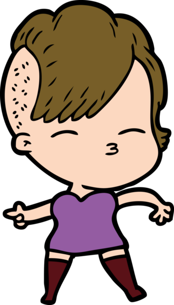 Bir insan tarafından çizilmiş şaşı çizgi film kızı.