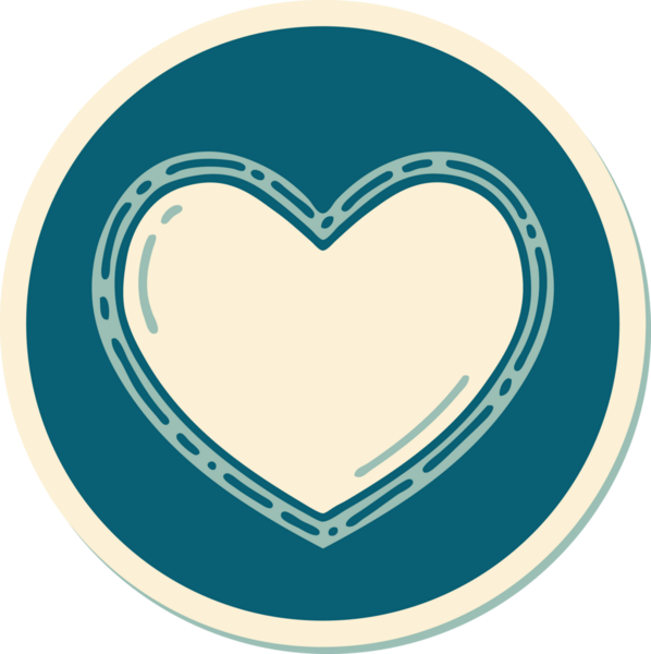 Bir insan tarafından çizilmiş geleneksel bir kalp şeklinde dövme çıkartması.