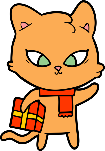 Bir insan tarafından çizilmiş sevimli çizgi film kedisi.