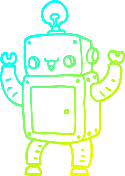 Bir insan tarafından çizilmiş mutlu bir robot çizgi çizimi