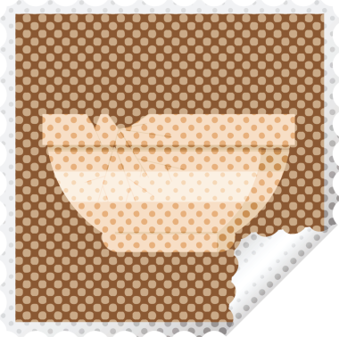 Bir insan tarafından çizilmiş kırık kase kare çıkartma damgası