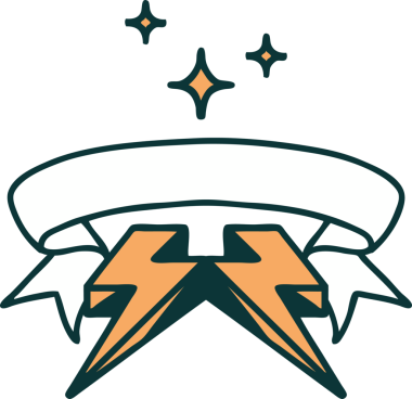 Bir insan tarafından çizilmiş yıldırımlı geleneksel dövme