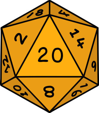 Retro Dövme Biçimi Doğal 20 D20 zar bir insan tarafından çizildi