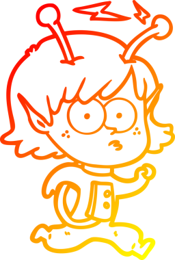 Bir insan tarafından çizilmiş bir uzaylı kız çizgi çizimi.