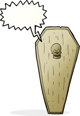 Bir insan tarafından çizilmiş garip bir karikatür tabut.