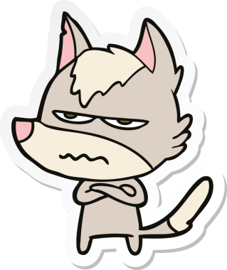 Bir insan tarafından çizilmiş kızgın bir kurdun çıkartması.