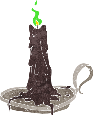 Bir insan tarafından çizilmiş korkunç çizgi film mumu.