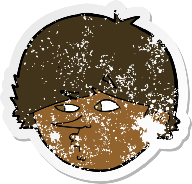 Bir insan tarafından çizilmiş şüpheli bir karikatürün gerilimli çıkartması.