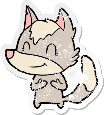 Bir insan tarafından çizilmiş dost canlısı bir kurdun sıkıntılı çıkartması.