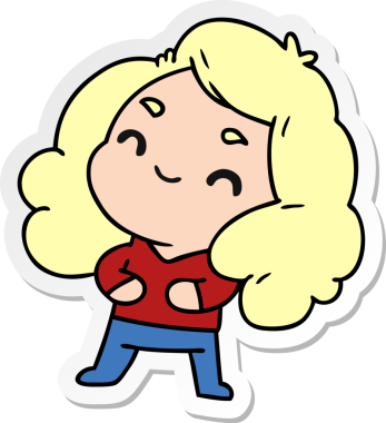 Bir insan tarafından çizilmiş sevimli bir kawai kızının çizilmiş bir karikatür çizimi.