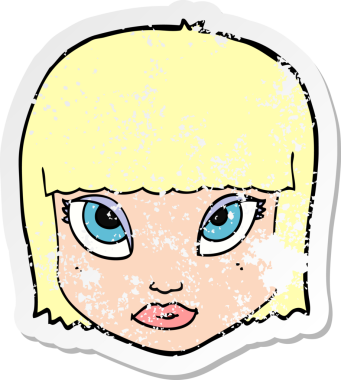 Bir insan tarafından çizilmiş bir karikatür kadın yüzünün gerilimli yapıştırması.