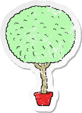 Bir insan tarafından çizilmiş karikatür ağacının geriletilmiş yapıştırması.