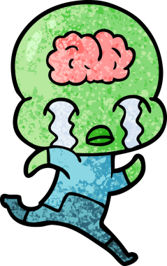 Bir insan tarafından çizilmiş koca beyinli bir uzaylı ağlaması.