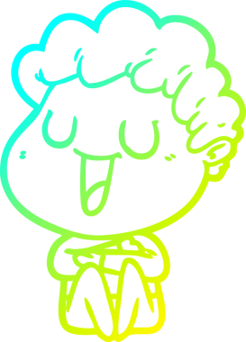 Bir insan tarafından çizilmiş gülen bir çizgi film karakterinin soğuk gradyan çizgisi.