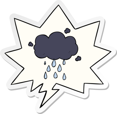 Bir insan tarafından çizilmiş balon etiketli karikatür bulutu yağıyor.