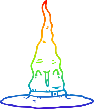 Gökkuşağı gradyan çizgi çizimi bir insan tarafından çizilmiş cadı şapkası