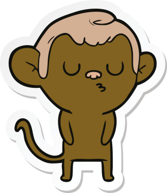 Bir insan tarafından çizilmiş çizgi film maymununun çıkartması.