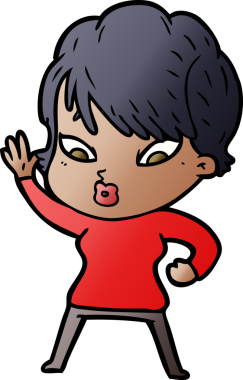 Bir insan tarafından çizilmiş karikatür kadın.