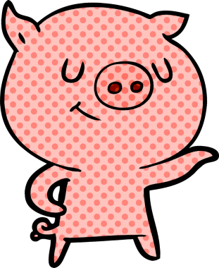 Bir insan tarafından çizilmiş mutlu çizgi film domuzu.