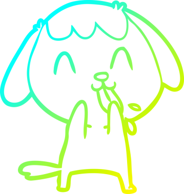 Bir insan tarafından çizilmiş şirin bir çizgi köpeğin soğuk gradyan çizgisi.