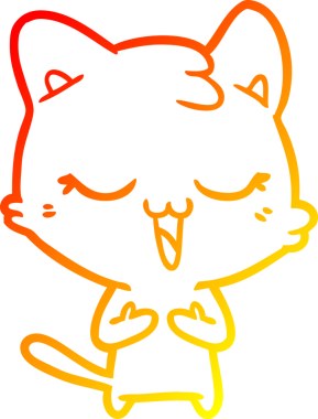 Bir insan tarafından çizilmiş mutlu çizgi film kedisinin sıcak çizgi çizgisi.