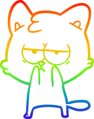 gökkuşağı gradyan çizimi bir insan tarafından çizilmiş sıkılmış çizgi film kedisi
