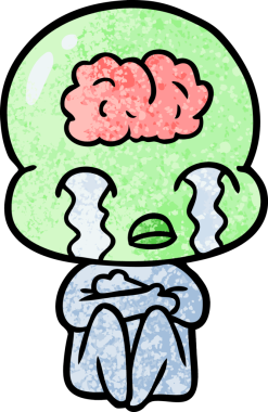 Bir insan tarafından çizilmiş koca beyinli bir uzaylı ağlaması.