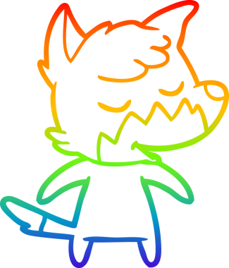 Bir insan tarafından çizilmiş dost bir tilkinin çizdiği gökkuşağı gradyan çizgisi.