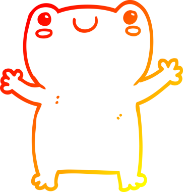 Bir insan tarafından çizilmiş bir kurbağanın sıcak çizgi çizimi