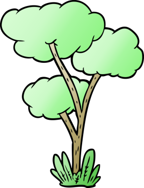 Bir insan tarafından çizilmiş çizgi film ağacı.