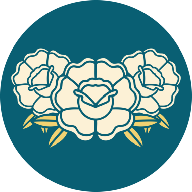 Bir insan tarafından çizilmiş bir buket çiçeğin ikonik dövme şekli