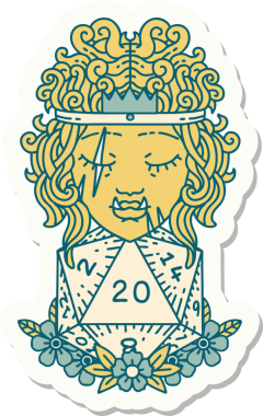 Bir insan tarafından çizilmiş 20 zarlı yarı ork barbarının çıkartması.