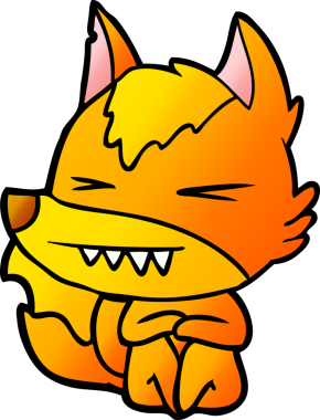 Bir insan tarafından çizilmiş tilki çizgi film karakteri