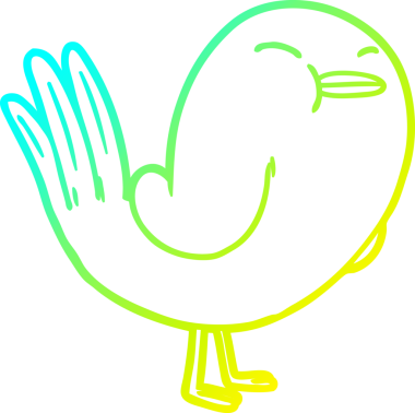 Bir insan tarafından çizilen karikatür kuşunun soğuk gradyan çizgisi