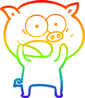 Gökkuşağı gradyan çizimi Bir insan tarafından çizilen bağıran domuz çizgi filmi